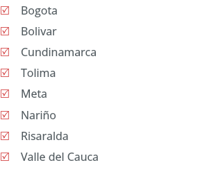 R Bogota R Bolivar R Cundinamarca R Tolima R Meta R Nariño R Risaralda R Valle del Cauca